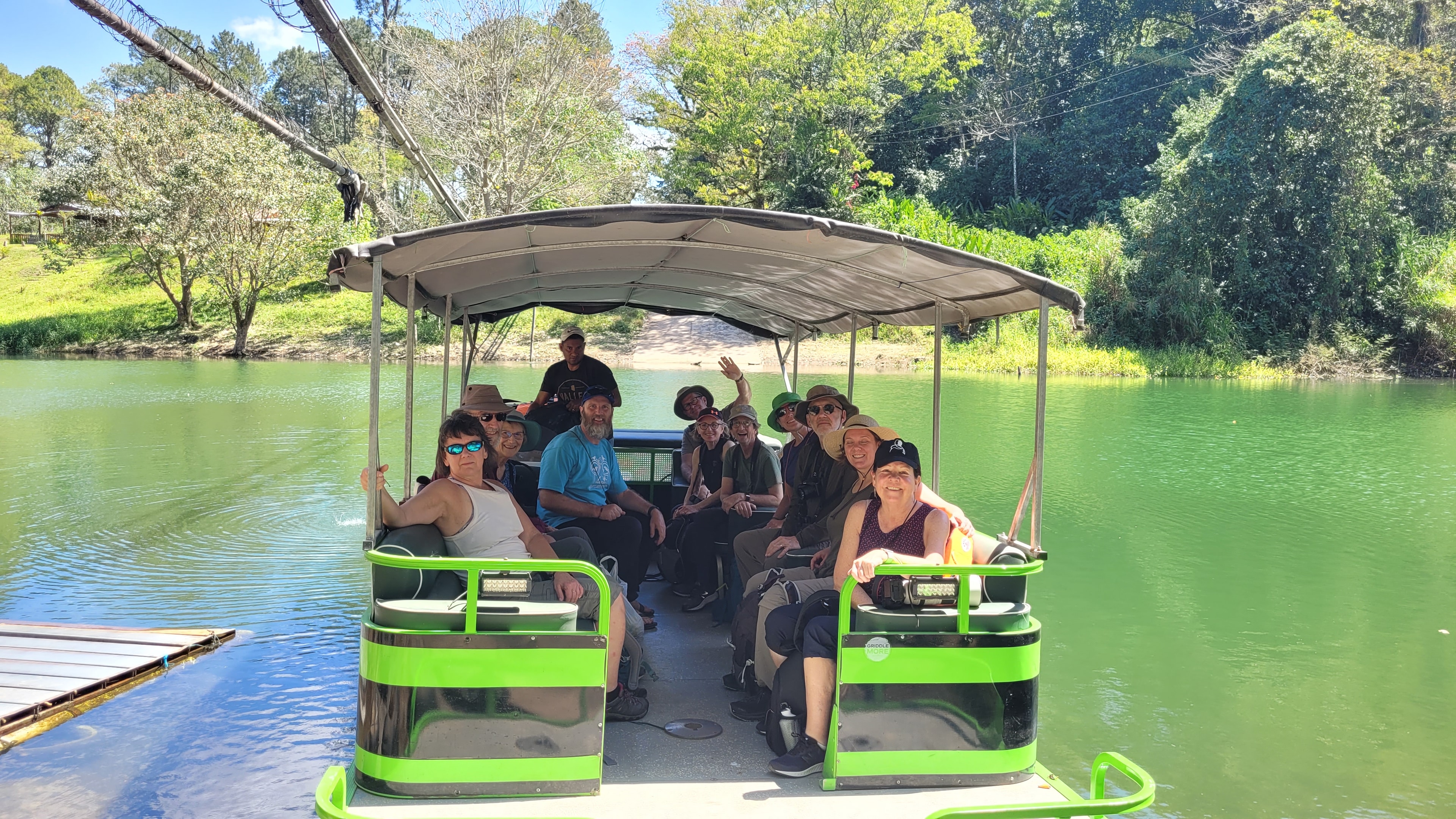 Group on a boat tour on Lake Yojoa
