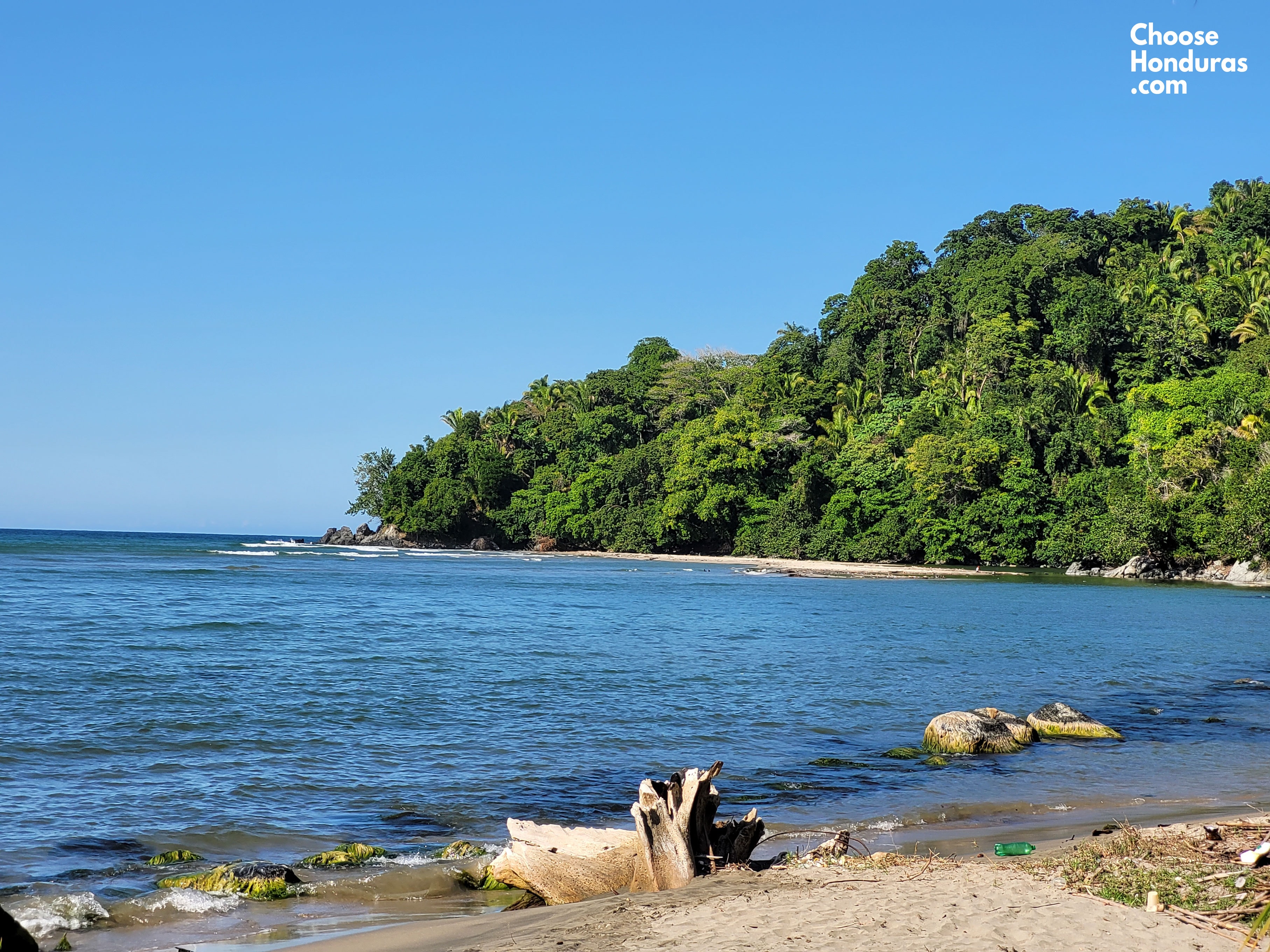 Tropical beach and forested coastline at Punta Sal, Jeannette Kawas National Park